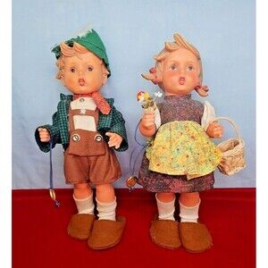 Goebel Boy Girl Hümmel Dolls Germany Hand Painted VTG Sleepers Hat Basket